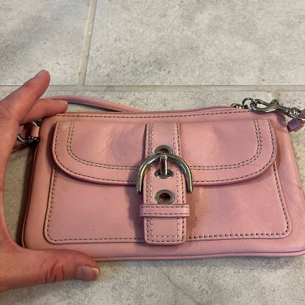 Pink coach wristlet